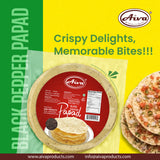 Pappadums (Indian Lentil Wafer Snack) Black Pepper Papad