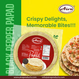 Aiva Pappadums (Indian Lentil Wafer Snack) Black Pepper Papad