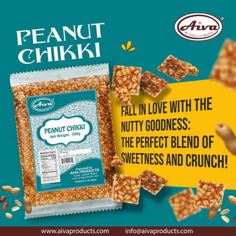 Aiva Peanut Chikki (Sing Chikki / Peanut Bar / Peanut Brittle/ Chikki) | Natural
