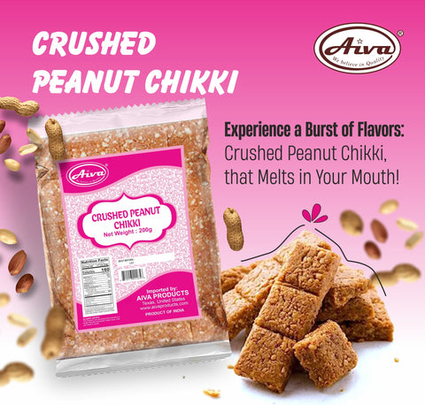 Aiva Crushed Peanut Chikki (Crushed Sing Chikki / Crushed Peanut Bar / Crushed Peanut Brittle/ Chikki) | Natural