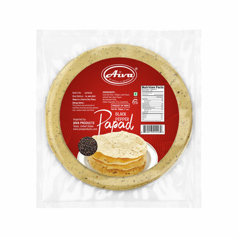 Pappadums (Indian Lentil Wafer Snack) Black Pepper Papad
