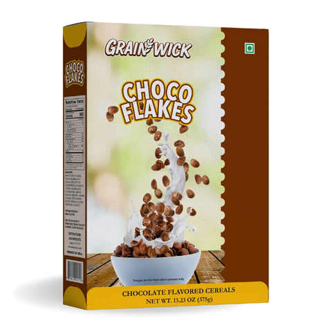 Aiva Choco Flakes Cereal Box – Crunchy Chocolate Coated Breakfast Flakes for Kids and Family Snacking