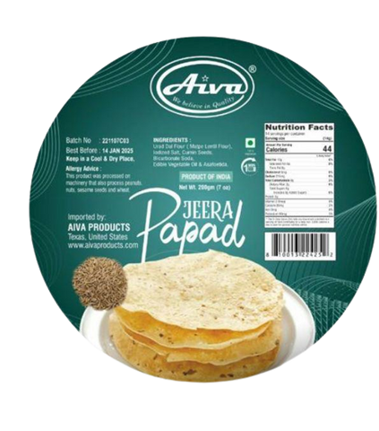 Pappadums (Indian Lentil Wafer Snack) Cumin Papad 200g