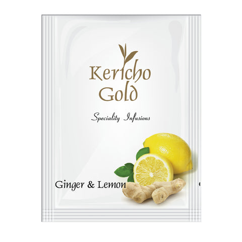 Kericho Lemon Ginger Individually Wrapped Bags 1000 tea bags, Spicy Ginger, Lemon Peel, & Lemongrass for Food service