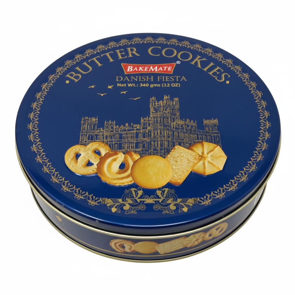 Assorted Butter Cookies Tin, Holiday Cookie, Gift Tin, Traditional Danish Fiesta Holiday Cookie Gift Basket