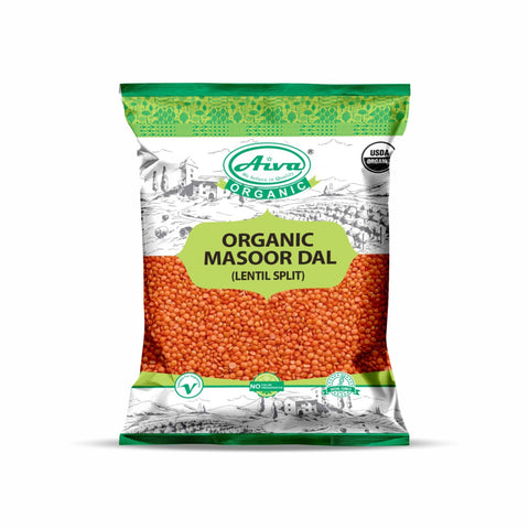 Organic Masoor Dal (Lentil Split) - Usda Certified, Organic Pulses & Beans, Aiva Products, Aiva Products